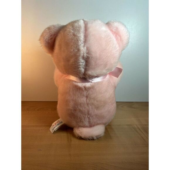 Aurora Baby Girl Pink Teddy Bear Plush Animal Bow 9 Inches Sitting Sewn Nose - Picture 6 of 9